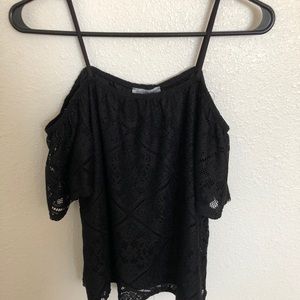 CHARLOTTE RUSSE - Black Laced off the shoulder spaghetti strap Blouse (XS)